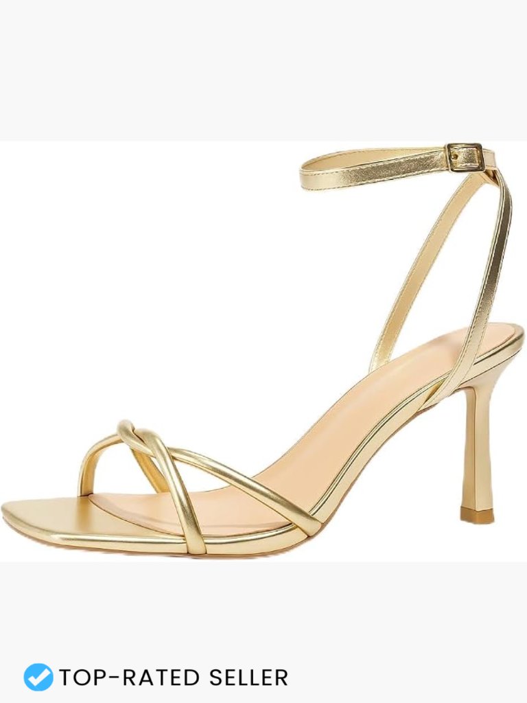 Strappy Kitten Heels Square Open Toe Sandals Ankle Strap Comfort Heels Wedding